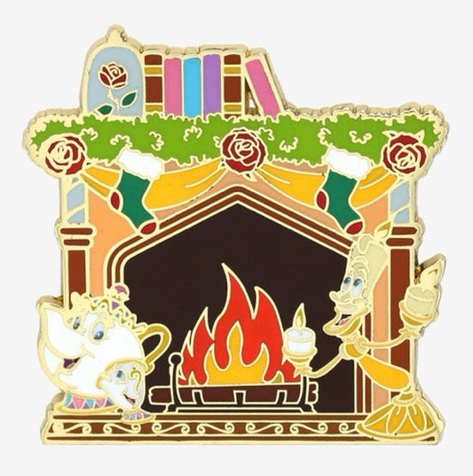 Beauty and the Beast Holiday Fireplace BoxLunch Pin