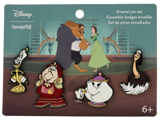 Beauty and the Beast Library Scene Loungefly Disney Pin Set