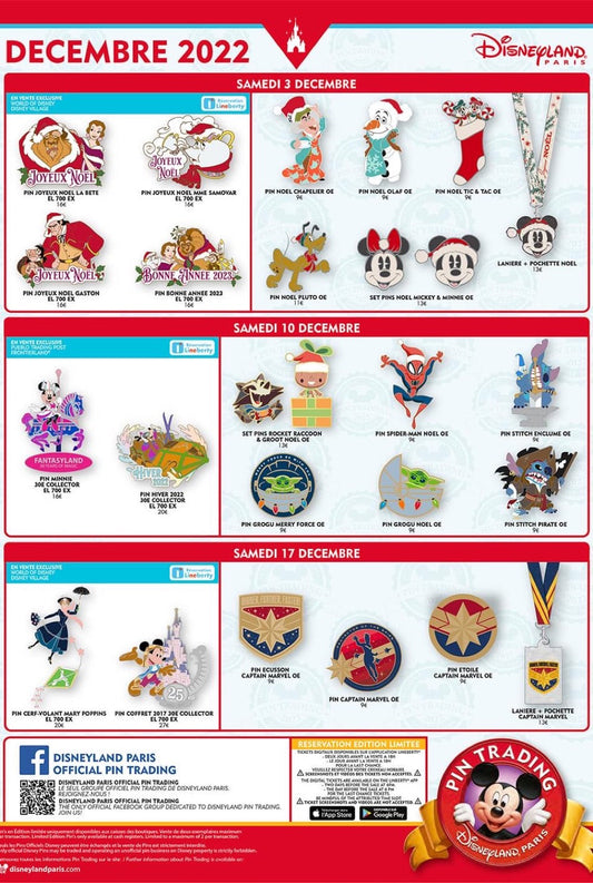 Disneyland Paris December 2022 Pin Releases