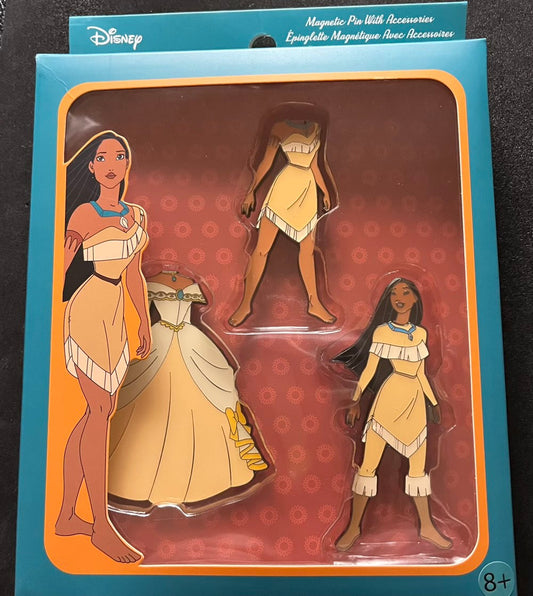 Pocahontas Paper Doll Magnetic Disney Pin Set by Loungefly