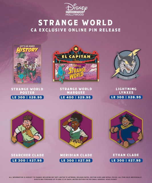 Strange World Pin Release at Disney Studio Store Hollywood