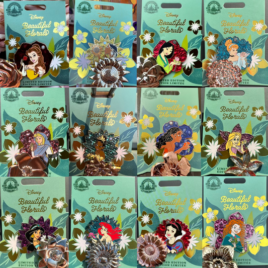 Complete Beautiful Florals 2022 Disney Pin Collection