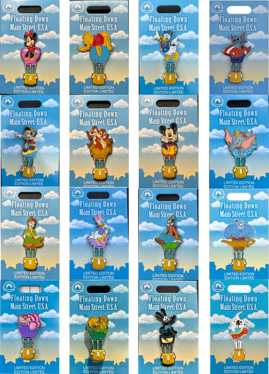 Complete Floating Down Main Street, USA Disney Pin Collection