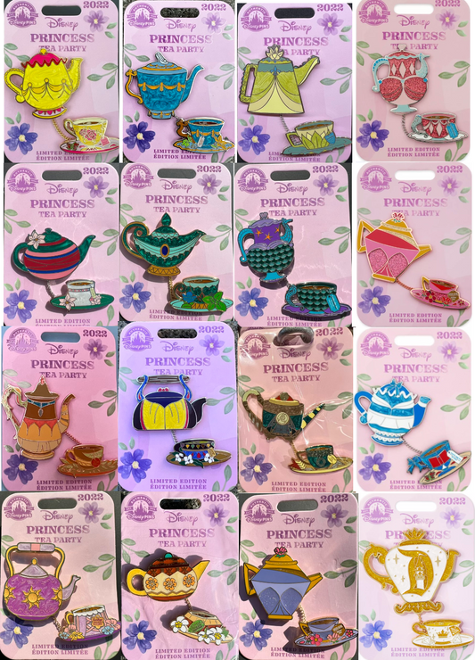 Complete Disney Princess Tea Party Pin Collection