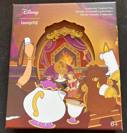 Beauty and the Beast Fireplace Lenticular Limited Edition Loungefly Disney Pin