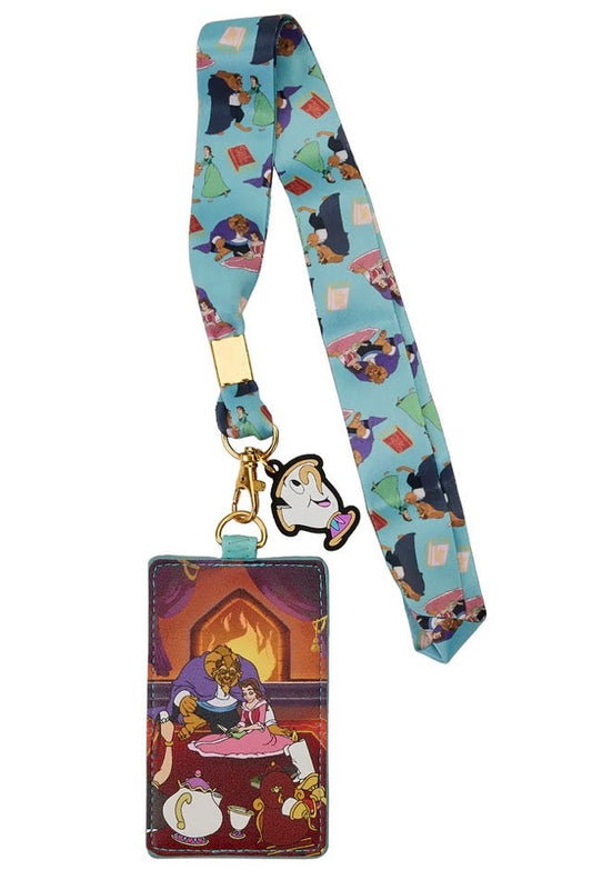 Beauty and the Beast Fireplace Scene Loungefly Cardholder Lanyard