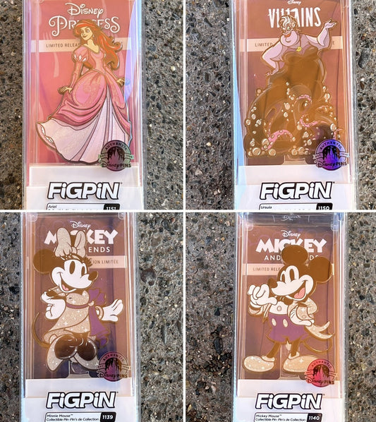Ariel, Ursula, Mickey & Minnie Disney 100 FiGPiN Exclusives at Disney Parks