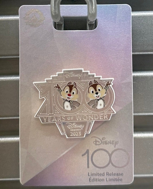 Chip n Dale Disney 100th Anniversary Visa Cardmember 2023 Pin