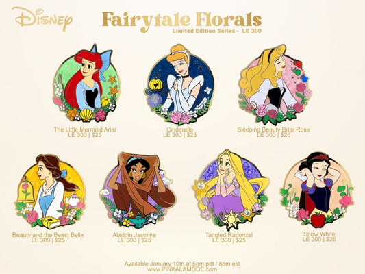 Disney Fairytale Florals Pin Series at Pink a la Mode