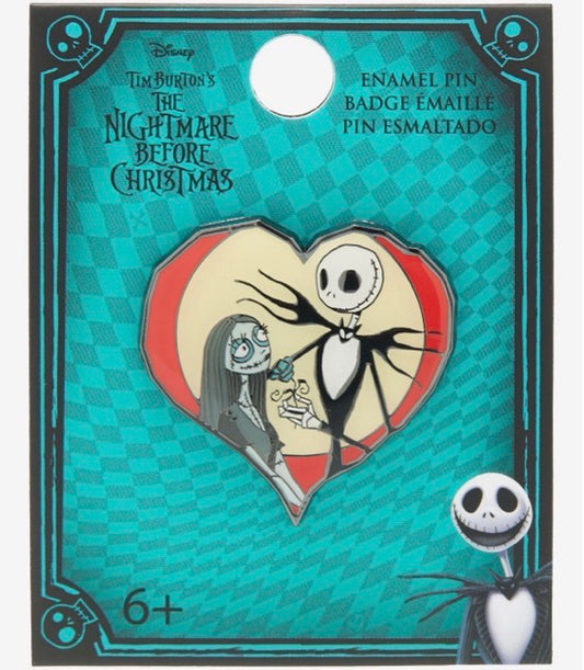 The Nightmare Before Christmas Jack & Sally Heart Pin at Hot Topic
