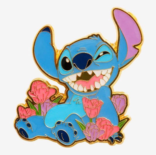 Grinning Stitch Tulips BoxLunch Disney Pin