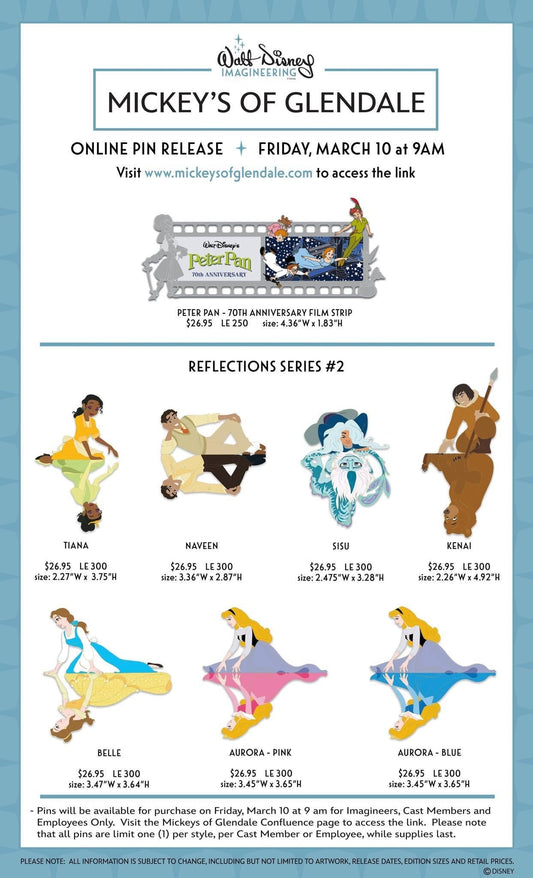 Peter Pan 70th Anniversary Film Strip & Reflections Series 2 WDI Pin Releases at Mickey’s of Glendale