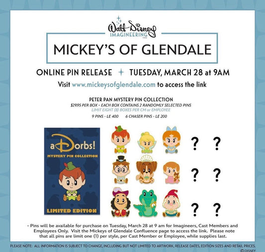Peter Pan aDorbs WDI Mystery Pin Collection at Mickey’s of Glendale