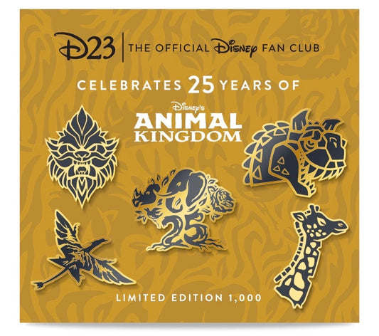 Disney’s Animal Kingdom 25th Anniversary D23 Gold Member Exclusive Pin Set