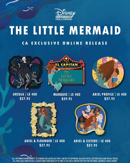 Little Mermaid Live Action Pins - Disney Studio Store Hollywood