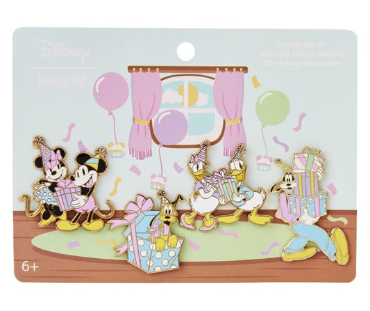 Mickey Mouse and Friends Birthday Celebration Loungefly Pin Set