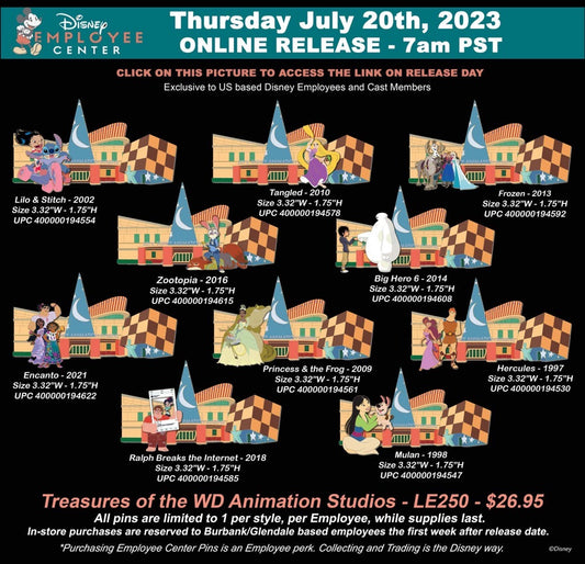 Treasures of the Animation Studios Building Pin Series at Disney Employee Center