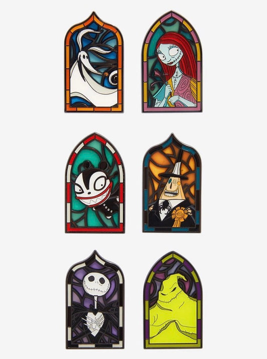 The Nightmare Before Christmas Stained Glass Window Blind Box Pin Set at Hot Topic