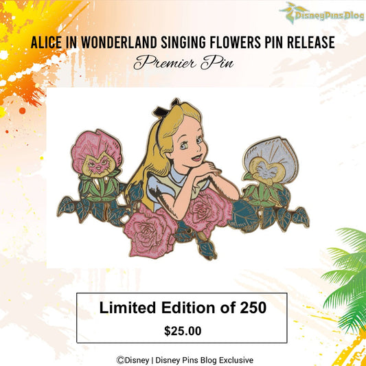 Alice in Wonderland Singing Flowers Premier Disney Pin at DPB Store