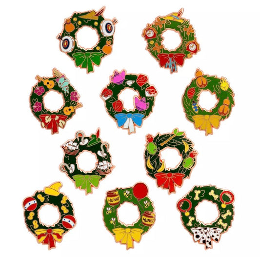 Disney Holiday Wreaths 2023 Mystery Pin Set