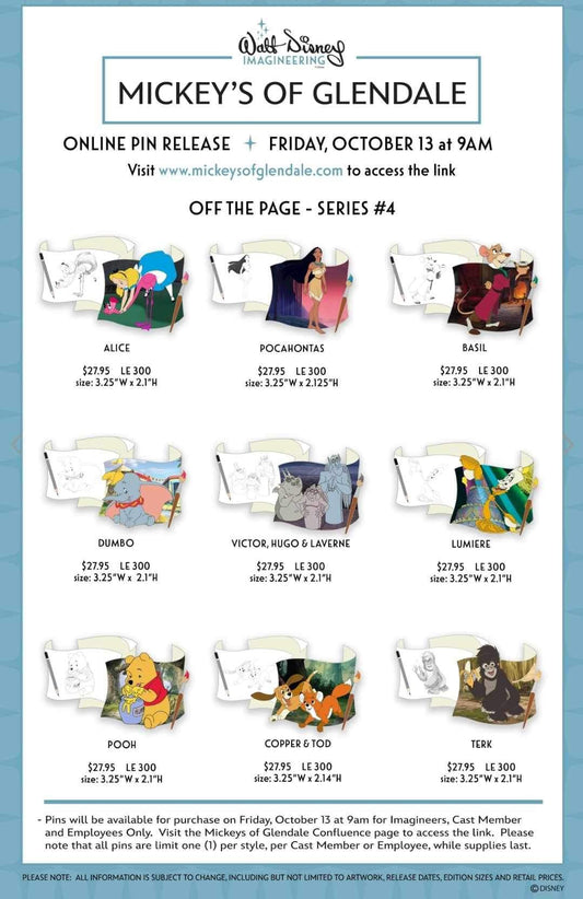 Off the Page Series 4 WDI Pins at Mickey’s of Glendale