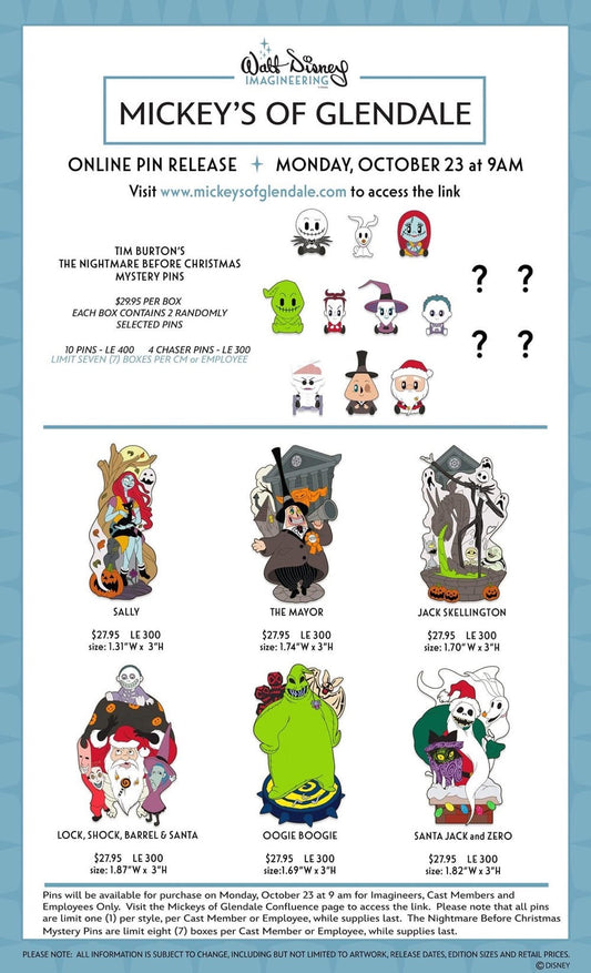The Nightmare Before Christmas 30th Anniversary WDI Pins at Mickey’s of Glendale