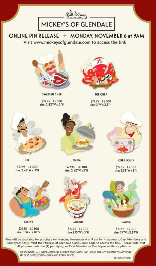 Disney Chefs WDI Pin Series at Mickey’s of Glendale