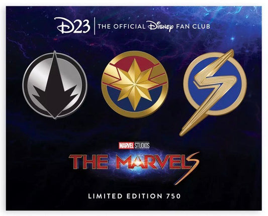 Marvel Studios' The Marvels D23 Gold Member Exclusive Pin Set