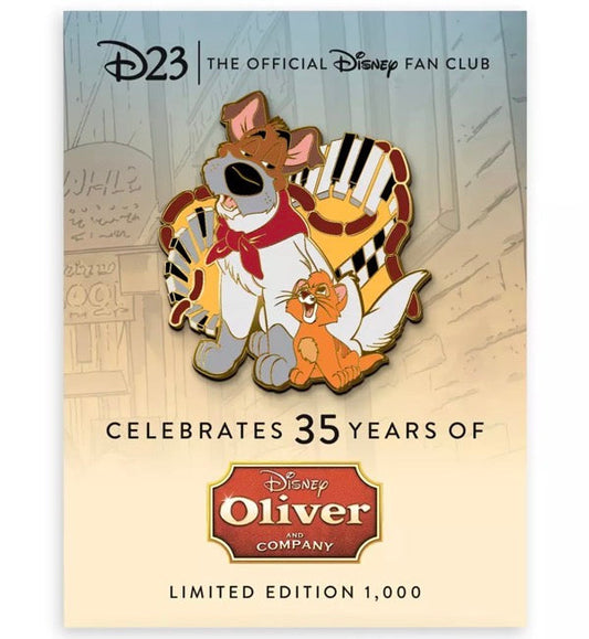 Oliver and Company 35th Anniversary D23 Gold Member Exclusive Pin