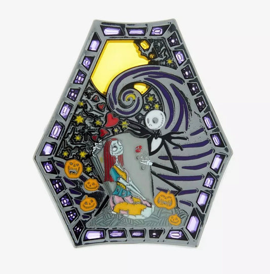 The Nightmare Before Christmas Jack & Sally Stained Glass Pin - Hot Topic