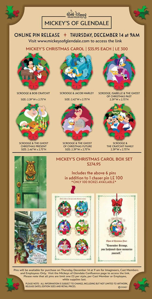 Mickey’s Christmas Carol WDI Pins at Mickey’s of Glendale
