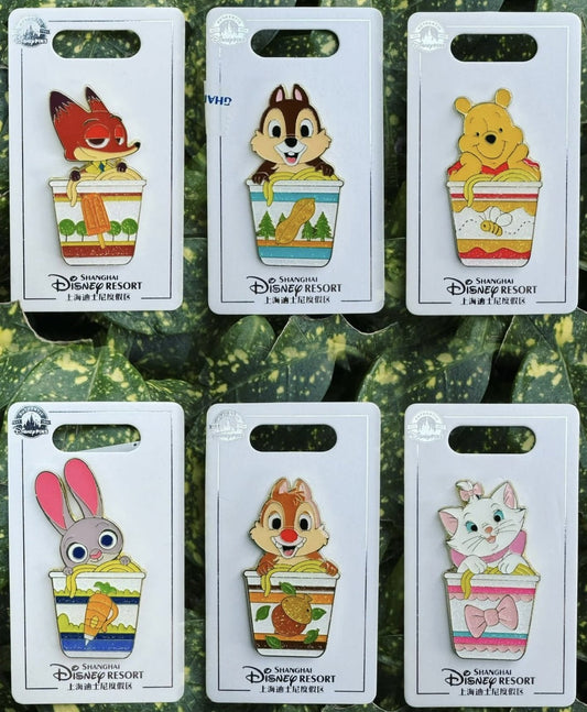 Disney Characters Ramen Noodle Cup Pins at Shanghai Disney Resort