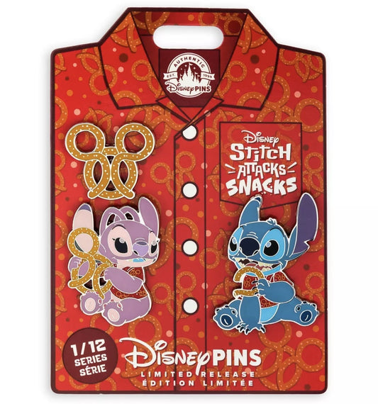 Pretzel Stitch Attacks Snacks Disney Pin Set