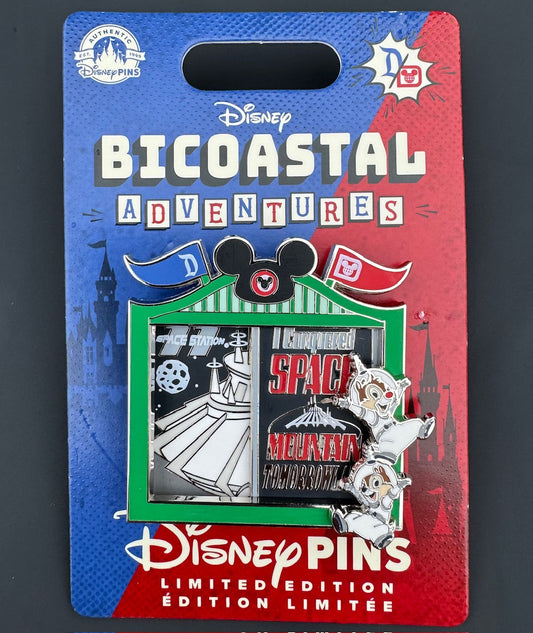 Chip n Dale Space Mountain Bicoastal Adventures Disney Pin
