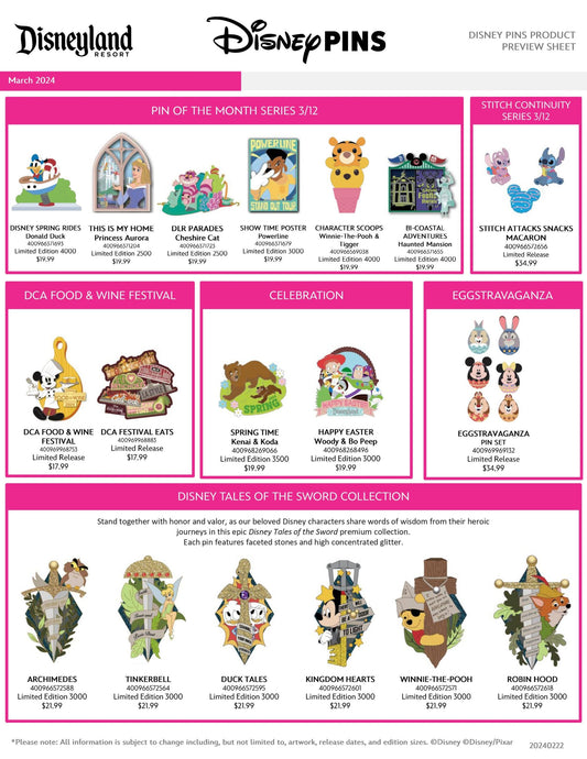 March 2024 Disneyland Pin Preview