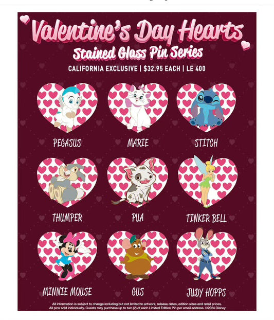 Valentine’s Day Hearts Pins - Disney Studio Store Hollywood