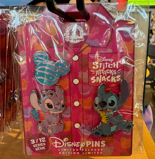Macaron Stitch Attacks Snacks Disney Pin Set
