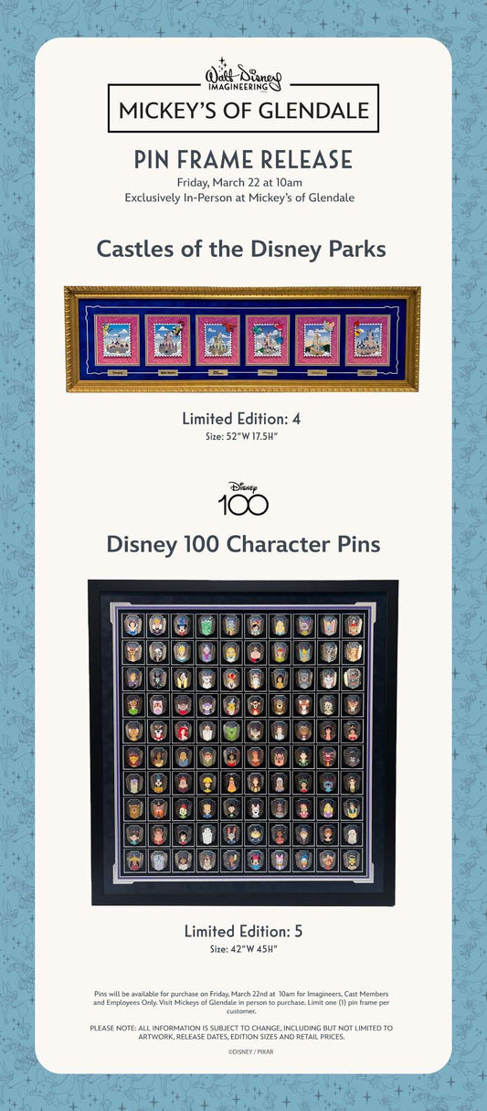 Castles of Disney Parks & Disney 100 Pin Frames at Mickey’s of Glendale