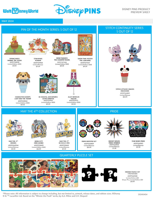 May 2024 Walt Disney World Pin Preview