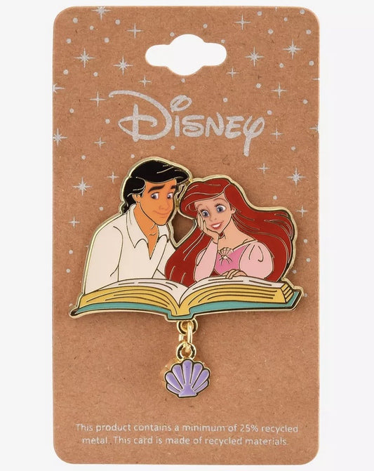The Little Mermaid Ariel & Eric Reading Dangle Charm Pin