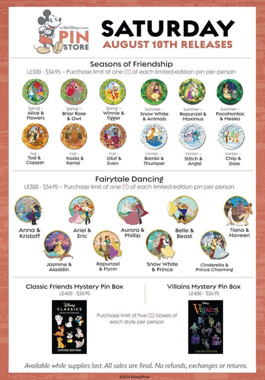 The Walt Disney Company Pin Store Releases on Saturday, August 10th – D23 2024