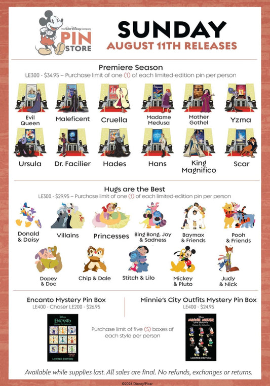Premiere, Hugs & Mysteries TWDC Pin Store – D23 2024