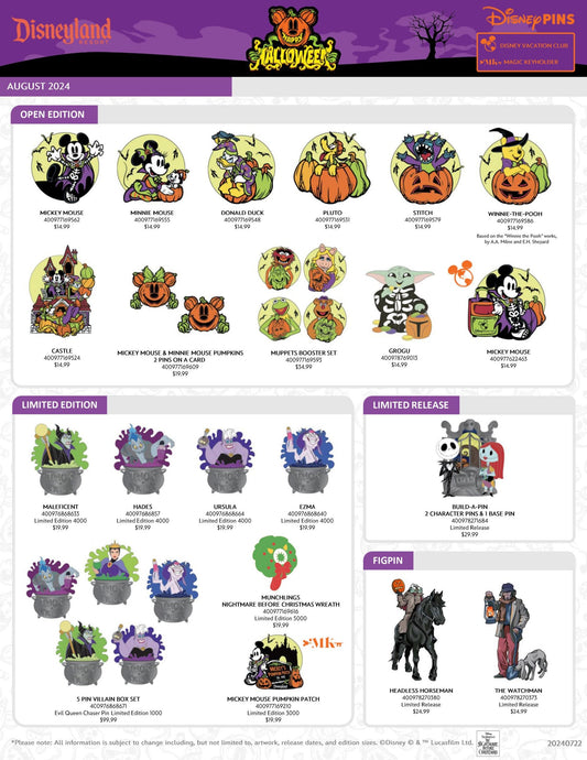 Halloween 2024 Disneyland Pin Releases