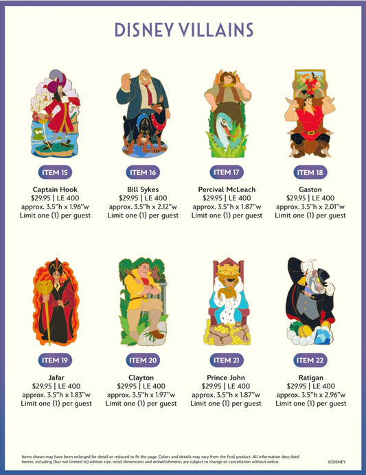 Disney Villains WDI Pins – D23 2024