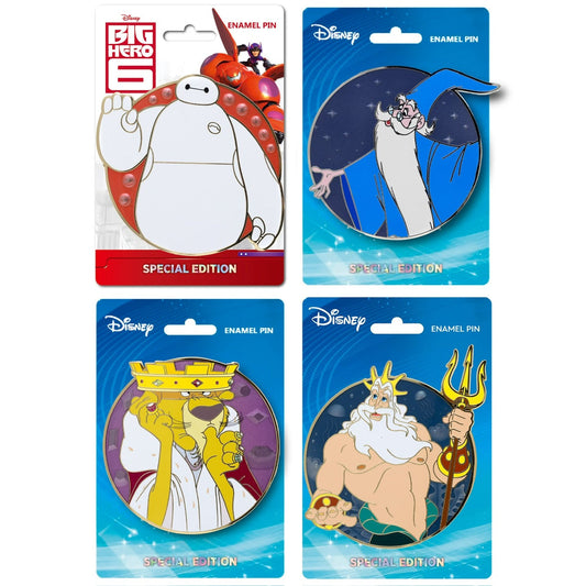 Disney Expression Series - Merlin, Baymax, Prince John, and King Triton Pins at Pink a la Mode