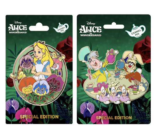 Alice in Wonderland Tea Party Flower Field Pin Set at Pink a la Mode