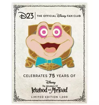 The Adventures of Ichabod and Mr. Toad 75th Anniversary D23 Gold Member Pin at Disney Store