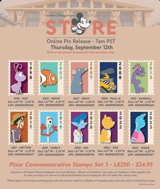 Pixar Commemorative Stamps Set 3 at The Walt Disney Company Store