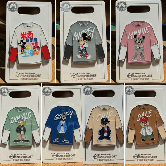 Mickey and Friends T-Shirt Pins at Shanghai Disney Resort