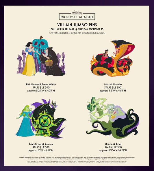 Disney Villain Jumbo WDI Pins at Mickey’s of Glendale
